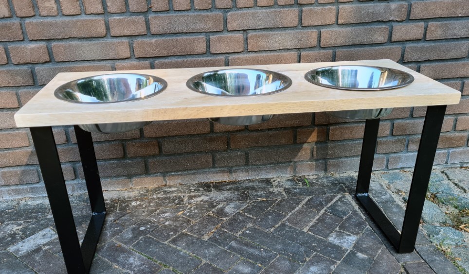 Eet en Drink set Indus Staal met eiken 3 bakjes Eet en Drink set Indus Staal met eiken 3 bakjes