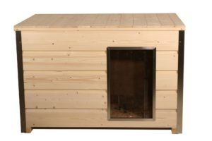 Geisoleerd Houten hondenhok met plat dak