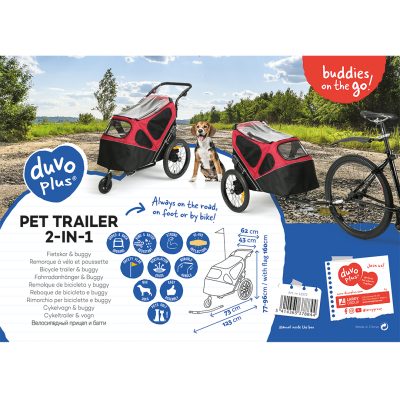 DUVOPLUS Pet trailer 2-in-1 zwart/rood