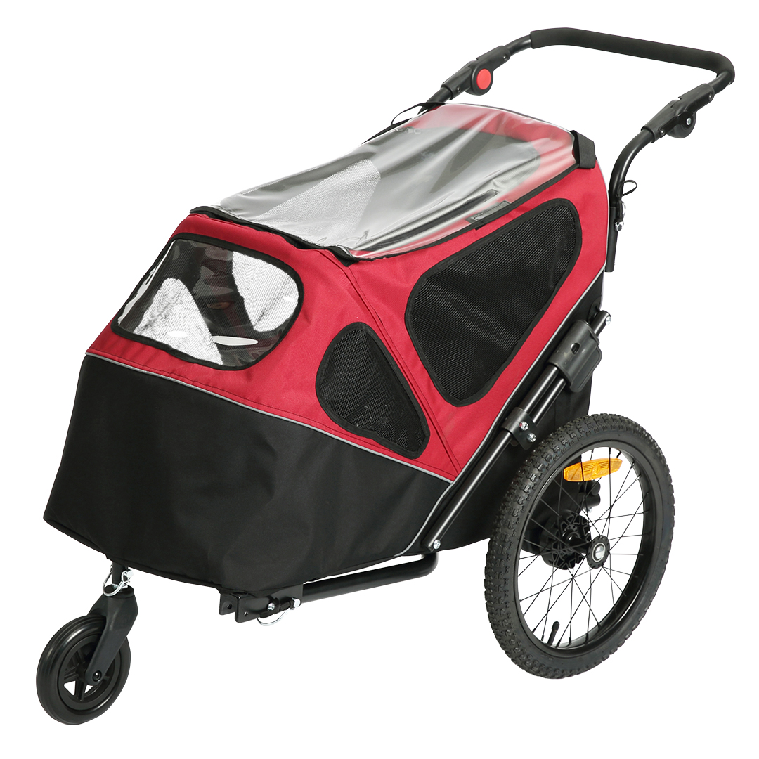 DUVOPLUS Pet trailer 2 in1 zwart rood