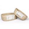 BOHO rieten instapmand & kussen beige/wit