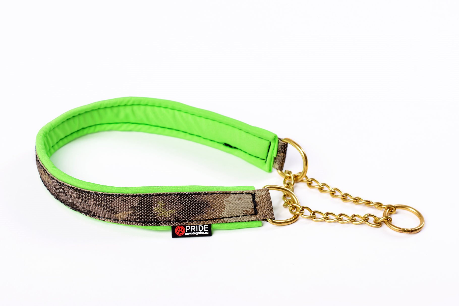 Military Halsband nylon met messing ketting en ringen