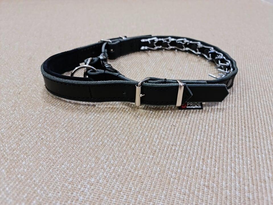 PRIDE lederen pinhalsband met handvat