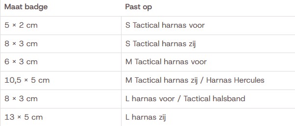 Badge eigen tekst Div.Afmetingen
