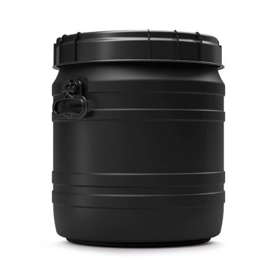 Voerton 55 liter zwart Zwarte Voertonnen met schroefdeksel
