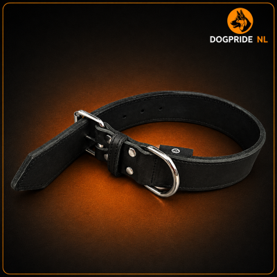 Zware Halsband Vetleder Dubbel Gestikt 40 mm x 55 cm