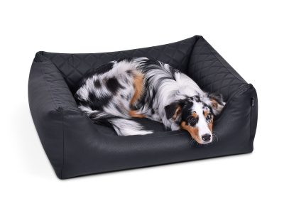 MYPADO World Kunstleder Premium gewatteerd hondenbed Zwart