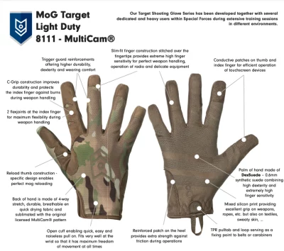 MoG 8111M TARGET Light Duty Gloves MultiCam